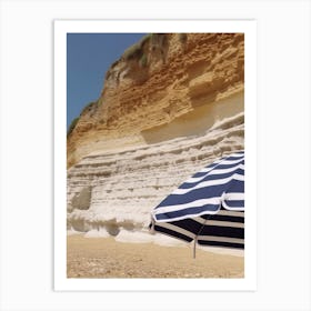 Beach Umbrella And Cliffs Summer Photography 1 Art Print