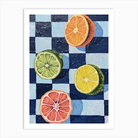 Citrus Fruit Checkerboard Art Print