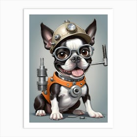 Steampunk Boston Terrier-Reimagined 1 Art Print