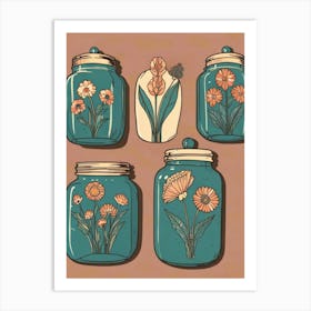 Jars Of Flowers Art Print