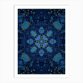 Watercolor Abstraction Dark Blue Star Art Print