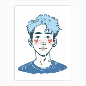 Boy With Blue Hair Art Print