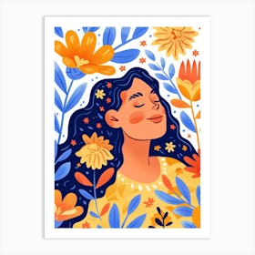 Girl With Flowers 7 Art Print