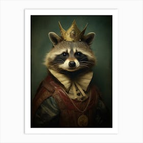 Vintage Portrait Of A Bahamian Raccoon Wearing A Crown 1 Art Print