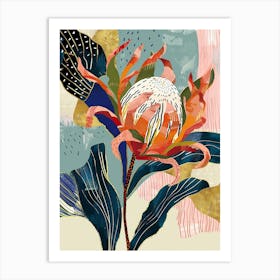 Colourful Flower Illustration Protea 3 Art Print