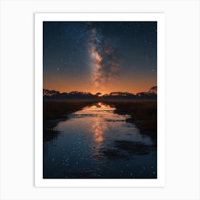 Night Sky Over A River Art Print