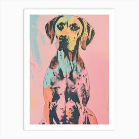 Colourful American Hound Dog Abstract Line Illustration 2 Art Print