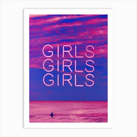 Girls Girls Girls Neon Art Print