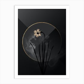 Shadowy Vintage Narcissus Poeticus Botanical in Black and Gold n.0112 Art Print