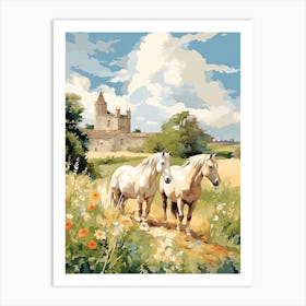 Horses Painting In Cotswolds, England 1 Art Print