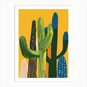 Saguaro Cactus Minimalist Abstract Illustration 2 Art Print