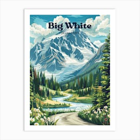 Big White British Columbia Travel Art Illustration Art Print