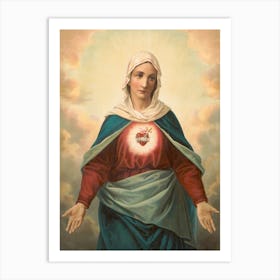 The Virgin Mary With Heart Emblem On Chest Art Print