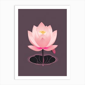 A Pink Lotus In Minimalist Style Vertical Composition 29 Art Print