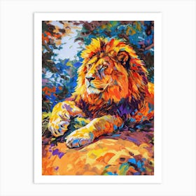 Asiatic Lion Resting In The Sun Fauvist Painting 3 Art Print