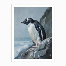Adlie Penguin Stewart Island Ulva Island Oil Painting 3 Art Print