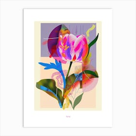 Tulip 3 Neon Flower Collage Poster Art Print