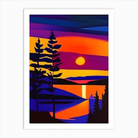 Lake Abstract Sunset 2 Art Print