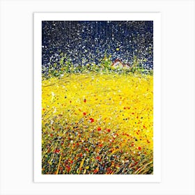 Yellow Field At Night Art Print