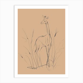 Giraffe - Boho, Line Art 2 Art Print