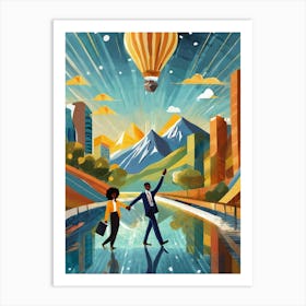 Businessman And Woman Art Print