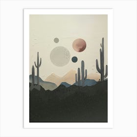 Desert Mountains Minimalist Boho Silhouette Paper Moon Art Art Print