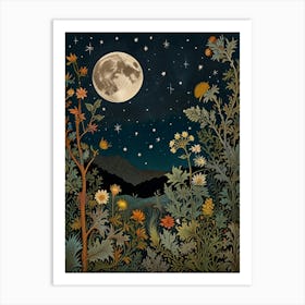 Moonlight In The Garden Style William Morris Art Print 1 Art Print