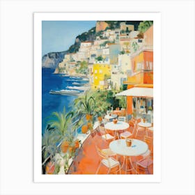 Positano, Amalfi Coast   Italy Beach Club Lido Watercolour 3 Art Print