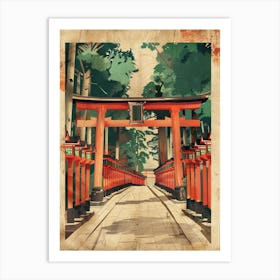 Fushimi Inari Taisha Vintage Mid Century Modern 2 Art Print