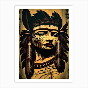 Queen Charlotte Island Warrior Prince - Indian Head Carving Art Print