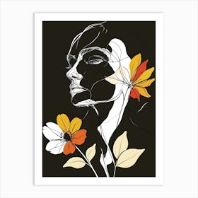 Portrait Of A Woman With Flowers 1 Art Print