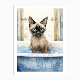Siamese Cat In Bathtub Bathroom 1 Art Print
