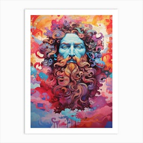  A Silk Screen Portrait Of Poseidon Pre Raphaelite 1 Art Print