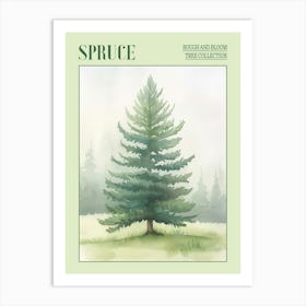 Spruce Tree Atmospheric Watercolour Painting 2 Poster Art Print