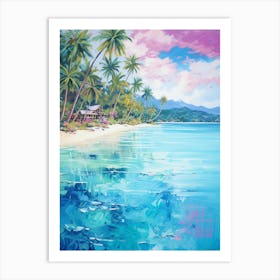 An Oil Painting Of Matira Beach, Bora Bora 4 Art Print