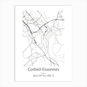 Corbeil Essonnes,France Minimalist Map Art Print