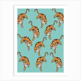 Vintage Tiger Pattern Art Print