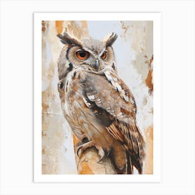 African Wood Owl Japanese Painting 9 Art Print