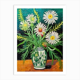 Flowers In A Vase Still Life Painting Edelweiss 1 Art Print