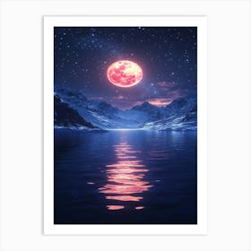 Full Moon Over Lake 10 Art Print