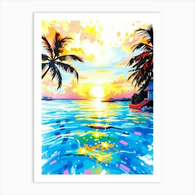 Tropical Sunset Painting Art Print