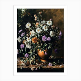 Baroque Floral Still Life Asters 5 Art Print