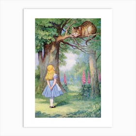 Alice And The Cheshire Cat Art Print
