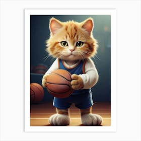 Cat In Basketball Uniform Art Print
