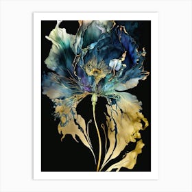 Luxurious White Blue Gold Floral 8 Art Print