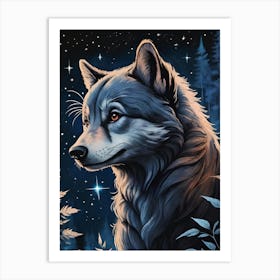 Wolf In The Night 1 Art Print