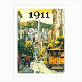 Aihrgdesign A Retro Travel Poster Of San Franciscos First Ele F16a474c 277f 4003 B467 646c95d27fbe 0 Art Print