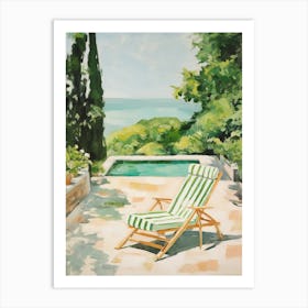 Sun Lounger By The Pool In Lisbon Portugal Art Print