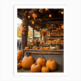 An Old Style Fall Fair Set Amid The Heart Of A Golden Hued Forest The Venue Is Bedecked With Lively Art Print