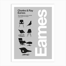 Eames Chairs and bird print, Modern Industrial design, Bauhaus poster, Helvetica Minimalist Furniture Digital Art Print, Unique Home decor Art Print